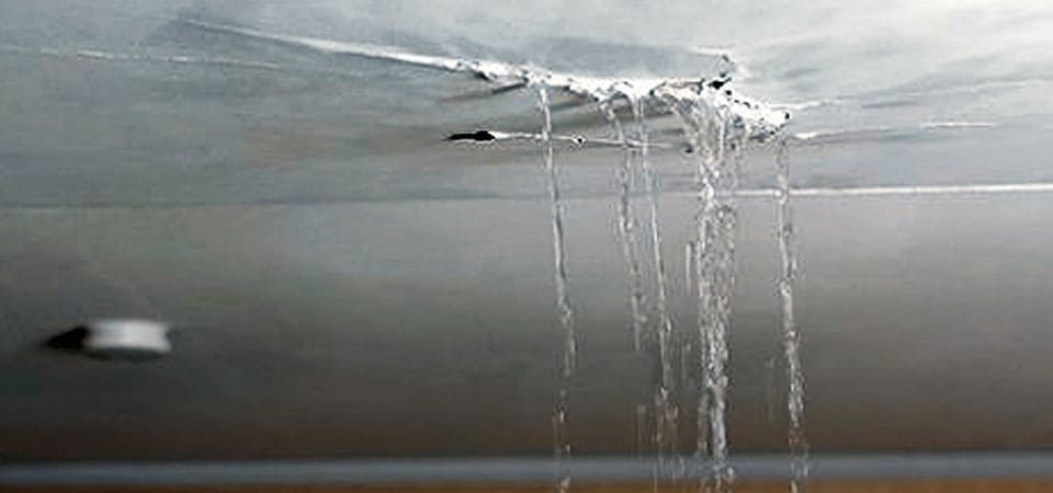 Ceiling stains caused by roof leak